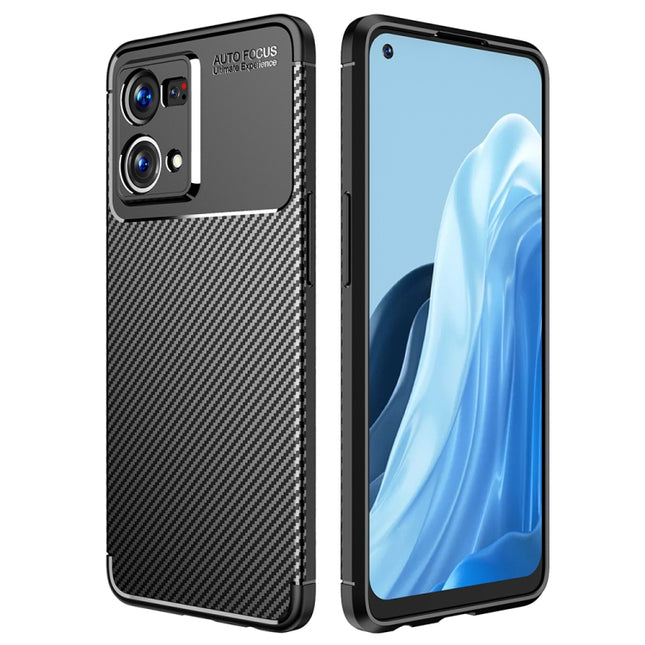 Carbon Fiber Texture Shockproof TPU Phone Case, For OPPO Reno7 4G Global