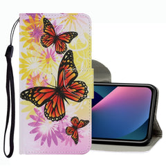 Coloured Drawing Pattern Leather Phone Case, For iPhone 13 mini