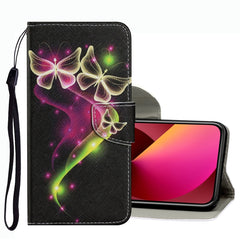 Coloured Drawing Pattern Leather Phone Case, For iPhone 13