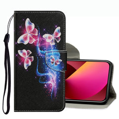 Coloured Drawing Pattern Leather Phone Case, For iPhone 13