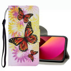 Coloured Drawing Pattern Leather Phone Case, For iPhone 13