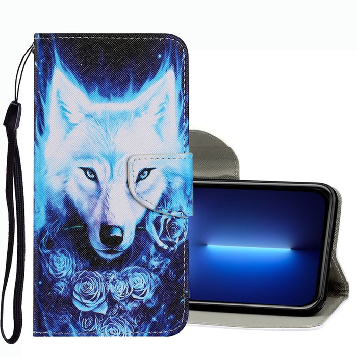 Funda de cuero para teléfono con patrón de dibujo de colores, para iPhone 13 Pro Max