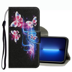 Coloured Drawing Pattern Leather Phone Case, For iPhone 13 Pro Max