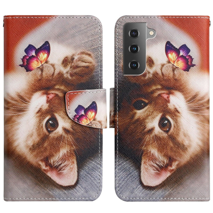 Painted Pattern Horizontal Flip Leather Phone Case, For Samsung Galaxy S22 5G