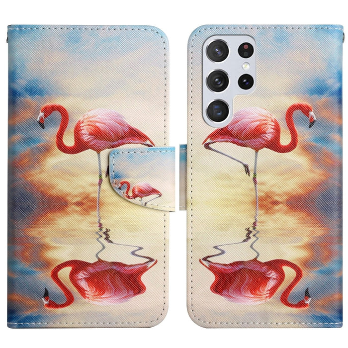 Painted Pattern Horizontal Flip Leather Phone Case, For Samsung Galaxy S22 Ultra 5G
