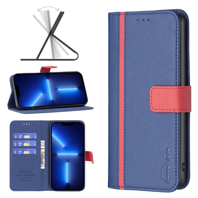 BF13 Color Matching Cross Texture Leather Phone Case, For iPhone 13 Pro Max