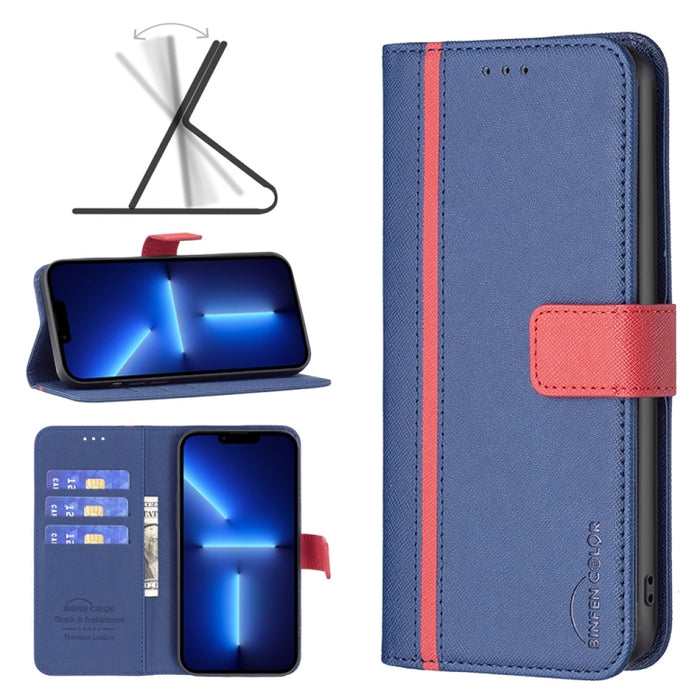 BF13 Color Matching Cross Texture Leather Phone Case, For iPhone 13 Pro Max