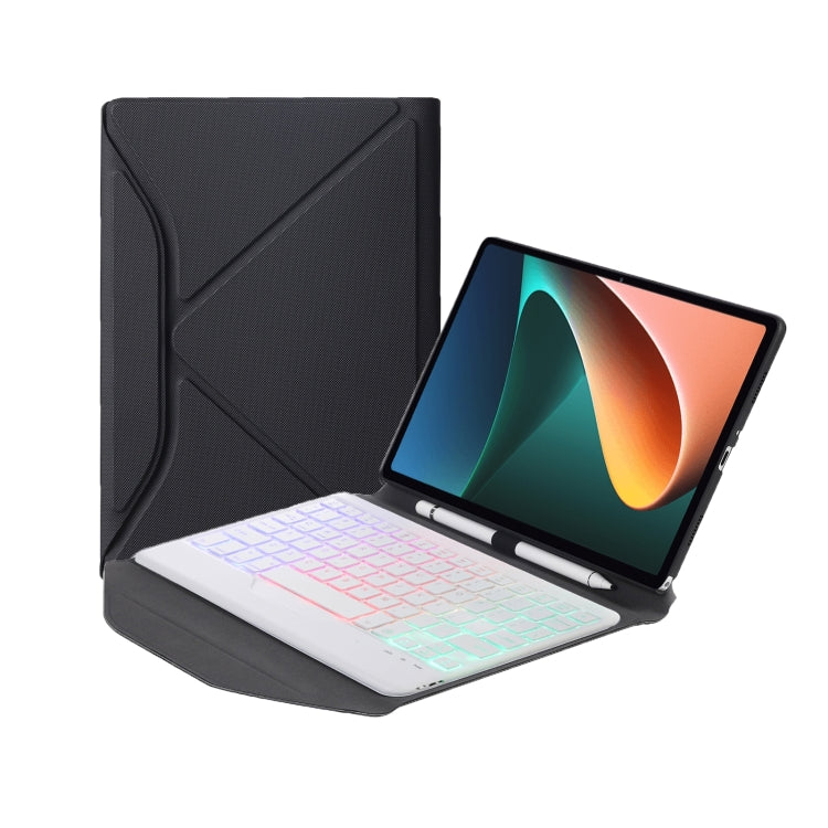 B0N5S Backlight Diamond Texture Bluetooth Keyboard Leather Case with Triangle Back Support
