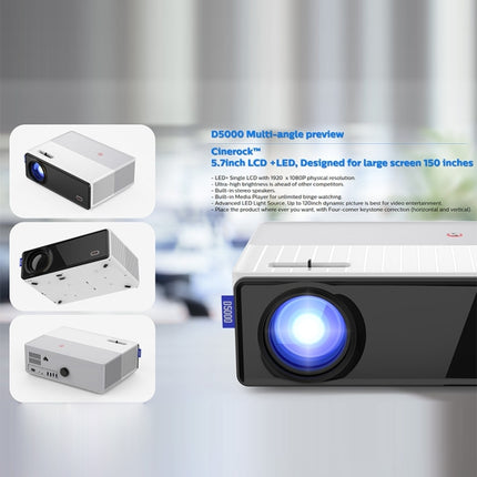 VIVIBRIGHT D5000 1920x1080P 420ANSI 6000Lumens LCD + LED HD Digital Projector, Basic Version, US Plug, UK Plug