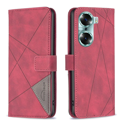 Rhombus Texture Magnetic Buckle Horizontal Flip Leather Phone Case, For Honor 60, For Honor 60 Pro