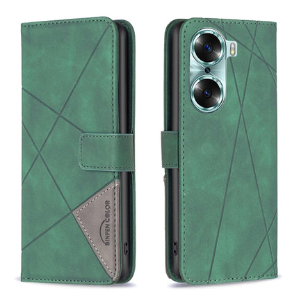Rhombus Texture Magnetic Buckle Horizontal Flip Leather Phone Case, For Honor 60, For Honor 60 Pro