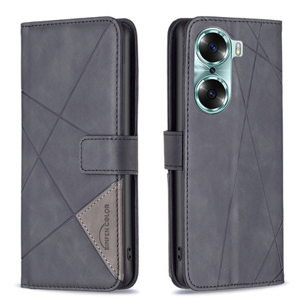 Rhombus Texture Magnetic Buckle Horizontal Flip Leather Phone Case, For Honor 60, For Honor 60 Pro