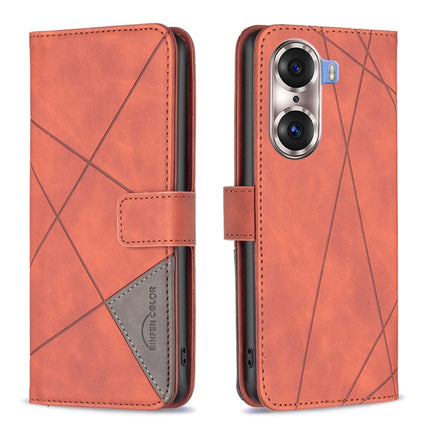 Rhombus Texture Magnetic Buckle Horizontal Flip Leather Phone Case, For Honor 60, For Honor 60 Pro