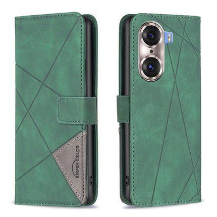Rhombus Texture Magnetic Buckle Horizontal Flip Leather Phone Case, For Honor 60, For Honor 60 Pro