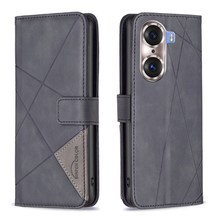 Rhombus Texture Magnetic Buckle Horizontal Flip Leather Phone Case, For Honor 60, For Honor 60 Pro