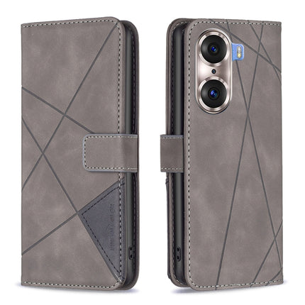 Rhombus Texture Magnetic Buckle Horizontal Flip Leather Phone Case, For Honor 60, For Honor 60 Pro
