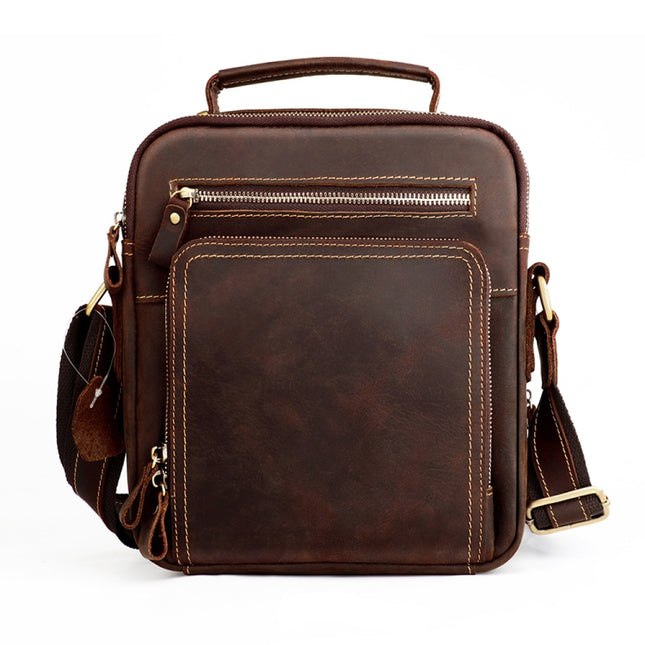 6050 Crazy Horse Texture Cowhide Crossbody Bag for Men