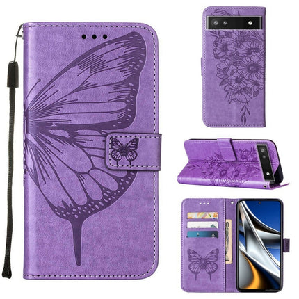 Embossed Butterfly Leather Phone Case, For Alcatel 1L 2021, For Google Pixel 6a 5G, For Google Pixel 7 5G
