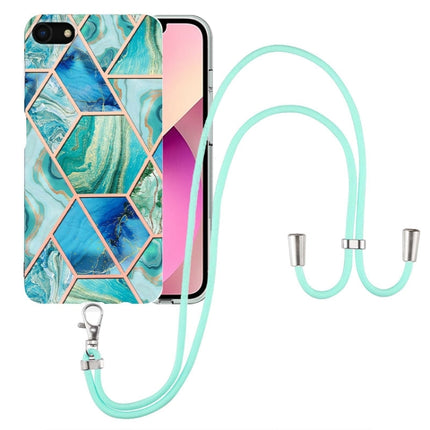 Electroplating Splicing Marble TPU Phone Case with Lanyard, For iPhone SE 2022 / SE 2020 / 8 / 7