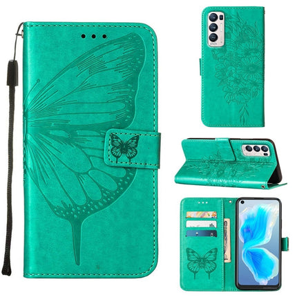 Embossed Butterfly Leather Phone Case, For OPPO Reno5 Pro+ 5G/Find X3 Neo, For OPPO Reno7 5G Global/Find X5 Lite, For OPPO Realme 9 Pro+ 5G