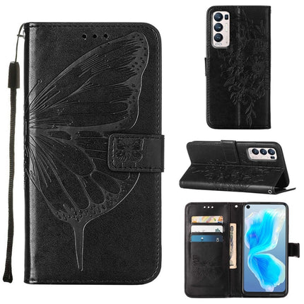 Embossed Butterfly Leather Phone Case, For OPPO Reno5 Pro+ 5G/Find X3 Neo, For OPPO Reno7 5G Global/Find X5 Lite, For OPPO Realme 9 Pro+ 5G