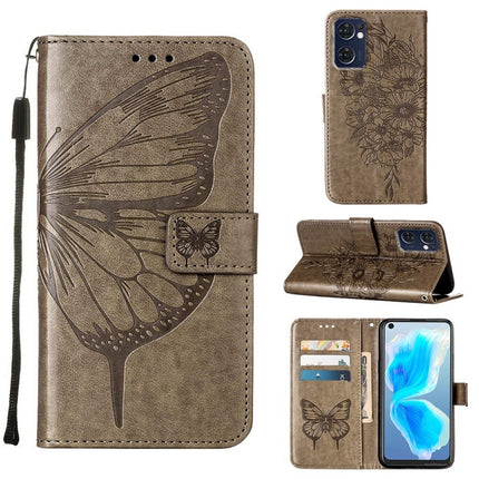 Embossed Butterfly Leather Phone Case, For OPPO Reno5 Pro+ 5G/Find X3 Neo, For OPPO Reno7 5G Global/Find X5 Lite, For OPPO Realme 9 Pro+ 5G