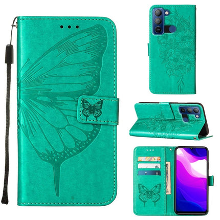 Embossed Butterfly Leather Phone Case, For Tecno Camon 18P / 18, For Tecno Pop 5 Go, For Tecno Pop 5 LTE
