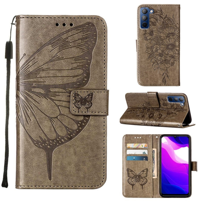 Embossed Butterfly Leather Phone Case, For Tecno Pop 5P, For Tecno Pova 2, For Tecno Pova Neo