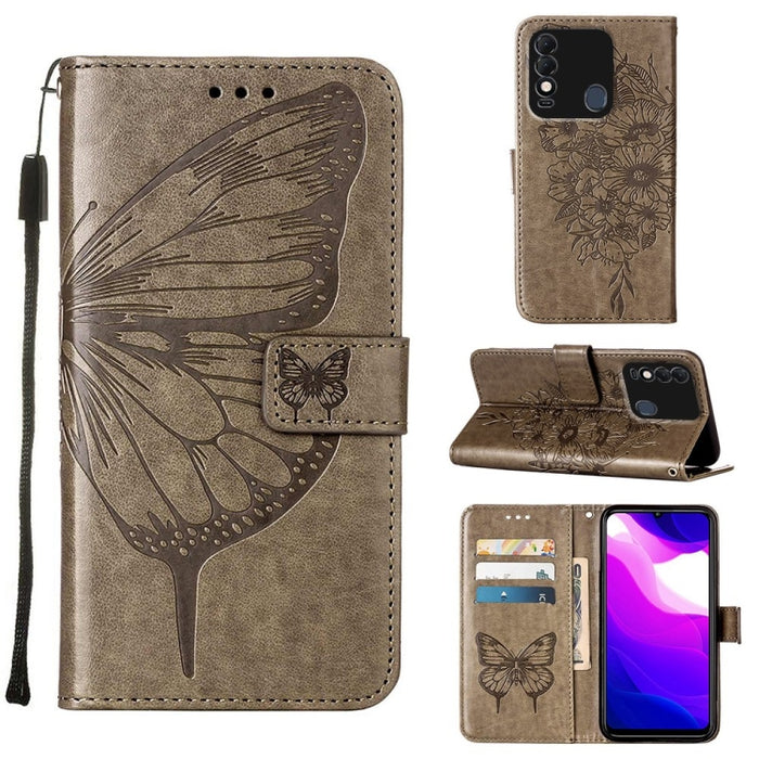 Embossed Butterfly Leather Phone Case, For Tecno Spark 8, For Tecno Spark 8P, For Tecno Spark Go 2020 & 2021/6 Go