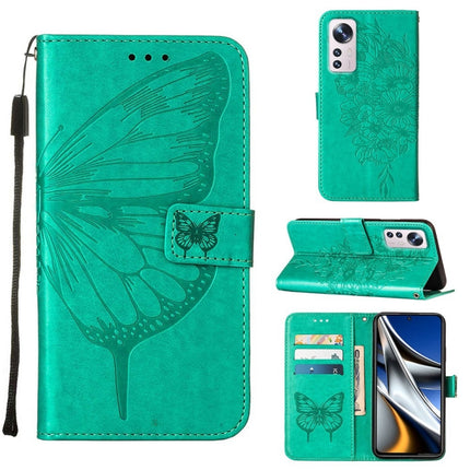 Embossed Butterfly Leather Phone Case, For Xiaomi 12 Pro, For Xiaomi Poco M4 Pro 4G, For Xiaomi Poco X4 Pro 5G
