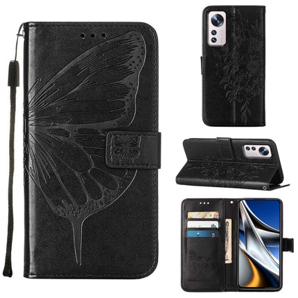 Embossed Butterfly Leather Phone Case, For Xiaomi 12 Pro, For Xiaomi Poco M4 Pro 4G, For Xiaomi Poco X4 Pro 5G
