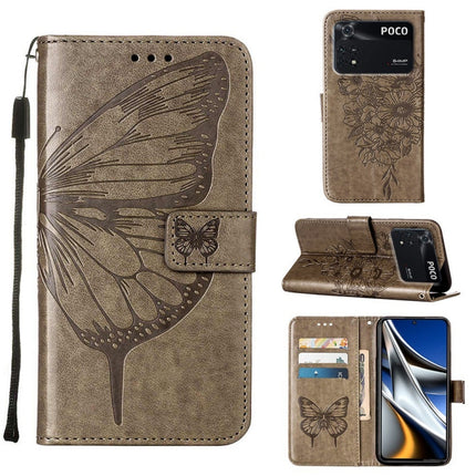 Embossed Butterfly Leather Phone Case, For Xiaomi 12 Pro, For Xiaomi Poco M4 Pro 4G, For Xiaomi Poco X4 Pro 5G