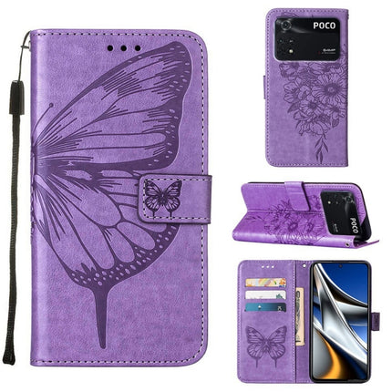 Embossed Butterfly Leather Phone Case, For Xiaomi 12 Pro, For Xiaomi Poco M4 Pro 4G, For Xiaomi Poco X4 Pro 5G