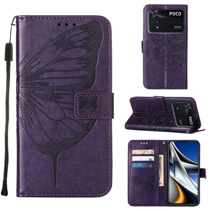 Embossed Butterfly Leather Phone Case, For Xiaomi 12 Pro, For Xiaomi Poco M4 Pro 4G, For Xiaomi Poco X4 Pro 5G