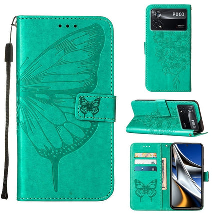 Embossed Butterfly Leather Phone Case, For Xiaomi 12 Pro, For Xiaomi Poco M4 Pro 4G, For Xiaomi Poco X4 Pro 5G