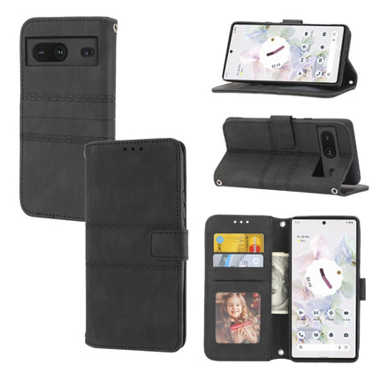 Embossed Striped Magnetic Buckle Horizontal Flip Phone Leather Case, For vivo Y52s, For Motorola Moto G22, For Google Pixel 7, For Xiaomi Poco M4 Pro