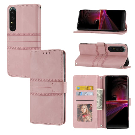 Embossed Striped Magnetic Buckle Horizontal Flip Phone Leather Case, For Samsung Galaxy M23 / F23 5G Japanese Version, For Sony Xperia 10 IV, For Sony Xperia 1 IV, For Xiaomi Redmi 10A