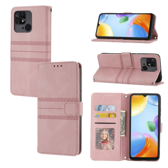 Embossed Striped Magnetic Buckle Horizontal Flip Phone Leather Case, For Xiaomi Redmi 10C 4G Global, For Motorola Moto G Stylus 5G 2022, For Xiaomi Redmi Note 11E, For Xiaomi Redmi 10 5G
