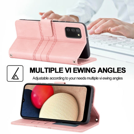 Embossed Striped Magnetic Buckle Horizontal Flip Phone Leather Case, For Samsung Galaxy A03s 164.2mm US Version