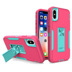 For iPhone XS / X / Rose Red + Blue-green