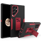 For Samsung Galaxy S22 Ultra 5G / Black + Wine Red