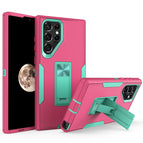 For Samsung Galaxy S22 Ultra 5G / Rose Red + Blue-green