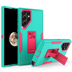 For Samsung Galaxy S22 Ultra 5G / Green + Rose Red