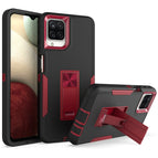 For Samsung Galaxy A12 / Black + Wine Red