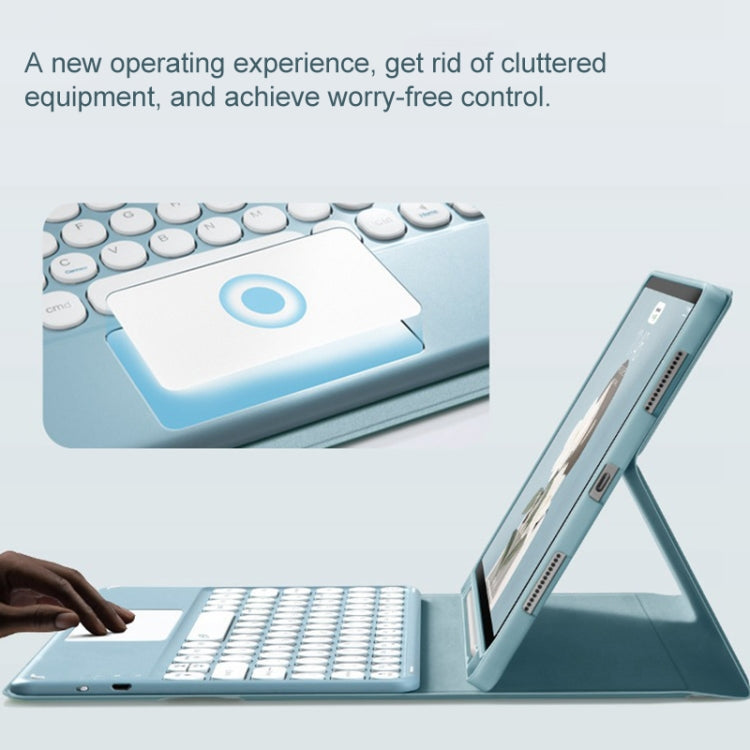 Round Cap Bluetooth Keyboard Leather Case with Pen Slot for Samsung Galaxy Tab S6 Lite / S7 / A7 10.4 2020