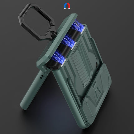 GKK Sliding Camshield Magnetic Armor Flip Phone Case with Ring Holder, For Samsung Galaxy Z Flip3 5G