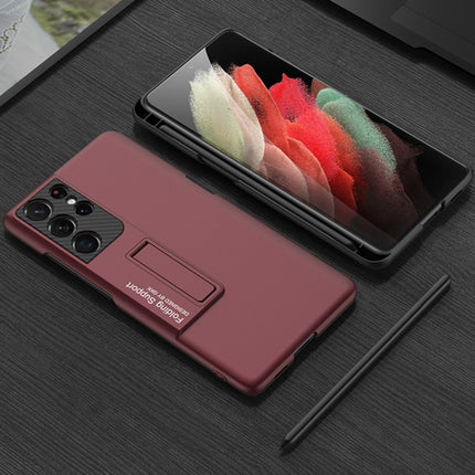 GKK Ultra-thin Shockproof Phone Case with Holder & Pen Slots & Stylus Pen, For Samsung Galaxy S21 Ultra 5G