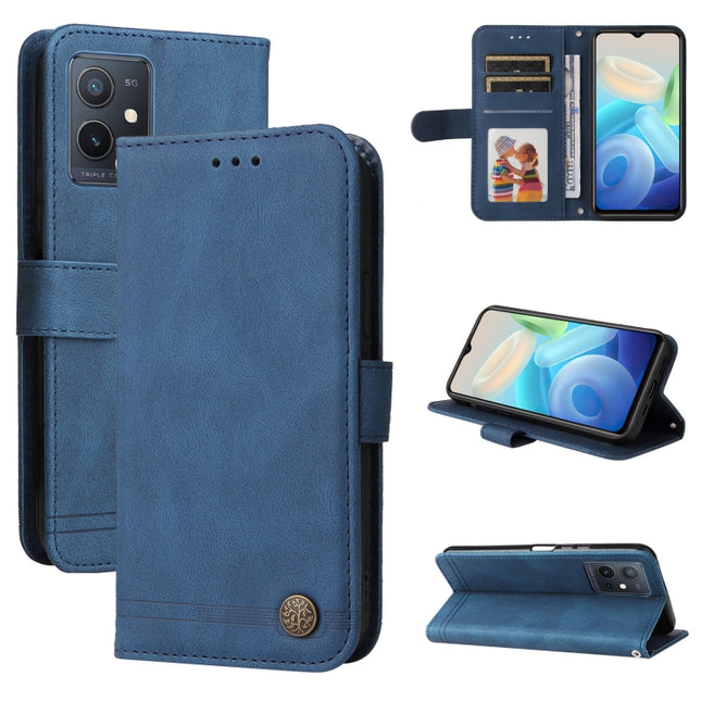 Skin Feel Life Tree Metal Button Leather Phone Case, For vivo Y55 / Y75 / T1 5G