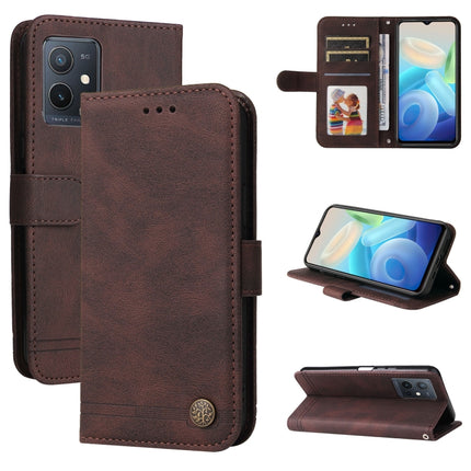 Skin Feel Life Tree Metal Button Leather Phone Case, For vivo Y55 / Y75 / T1 5G