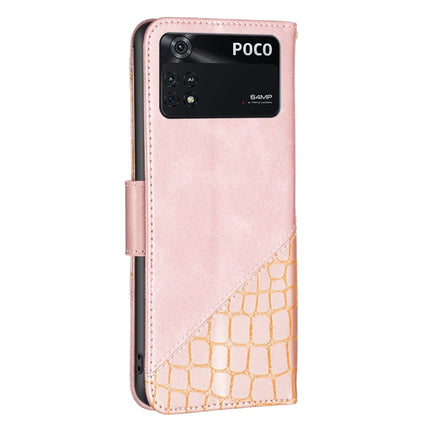 Color Block Crocodile Texture Leather Phone Case, For Xiaomi Poco M4 Pro, For Xiaomi Poco M4 Pro 5G